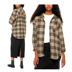 Aritzia Wilfred Relaxed Shirt Plaid Flannel Collared Button Down Oversized